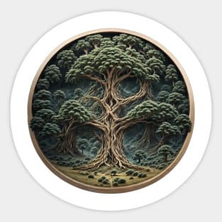Isometric Vintage Geometric Since Established Retro Forest Wood Sticker